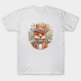 cute little fox wearing a hat and a bow tie T-Shirt